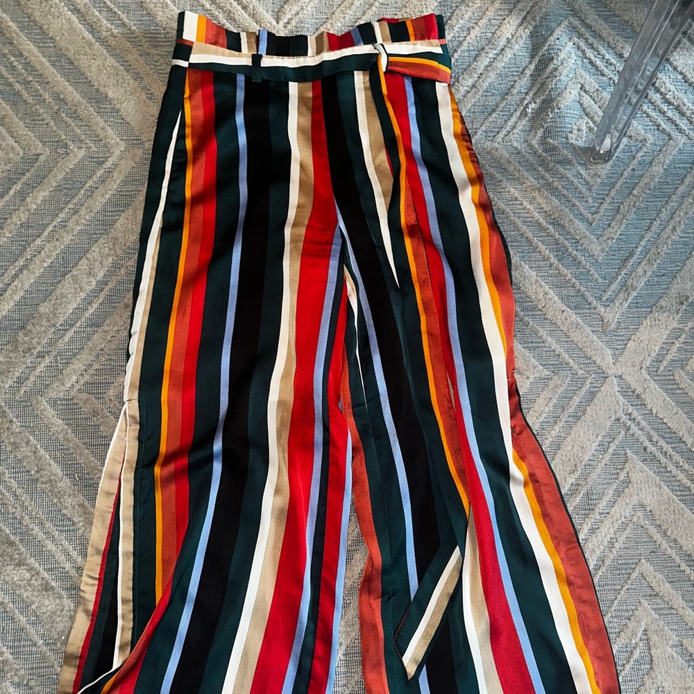 Multicolor Striped Wide-Leg Pants